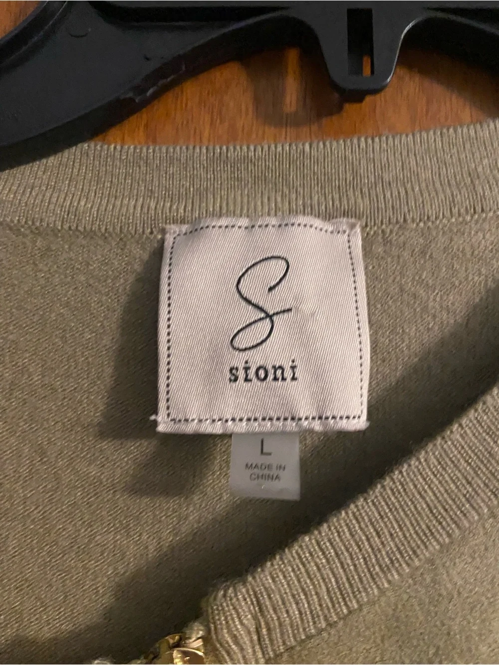 Sioni Olive Green Zip-Front Cardigan Sweater - Picture 3 of 3